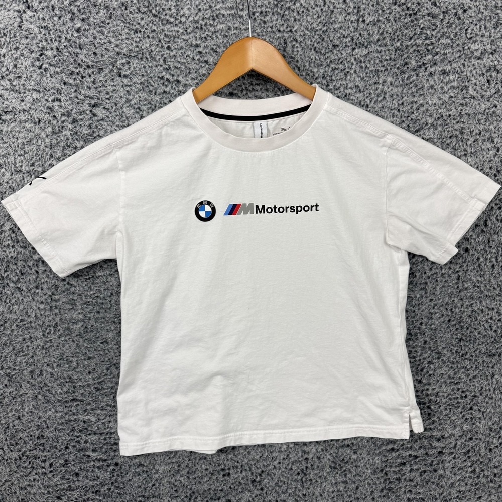 Puma BMW Motorsport Shirt Womens Medium White Racing Graphic Logo Tee M Car